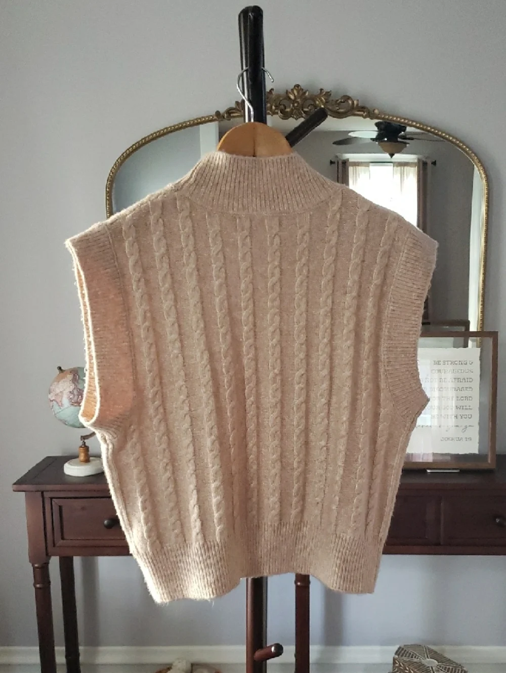 cupcakes & cashmere Cable Knit Sleeveless Mock Neck Vest - Cream - Picture 3 of 3